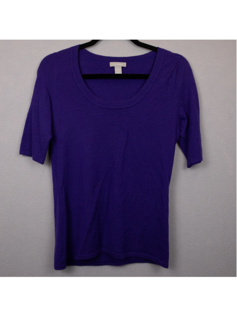 Hayden purple 100% cashmere scoop neck sweater-M